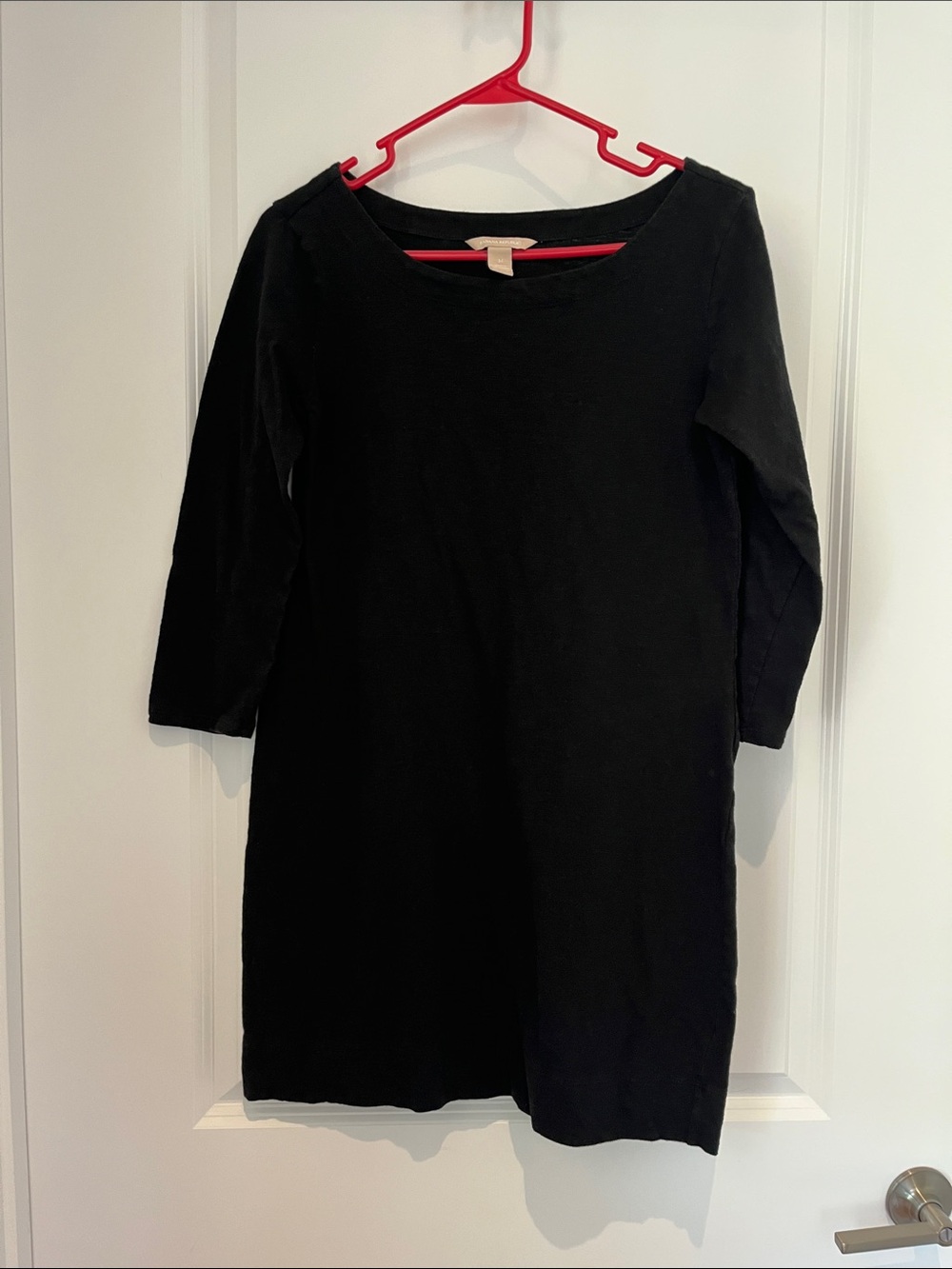 Banana Republic Black Long-Sleeve Boatneck Knit Dress